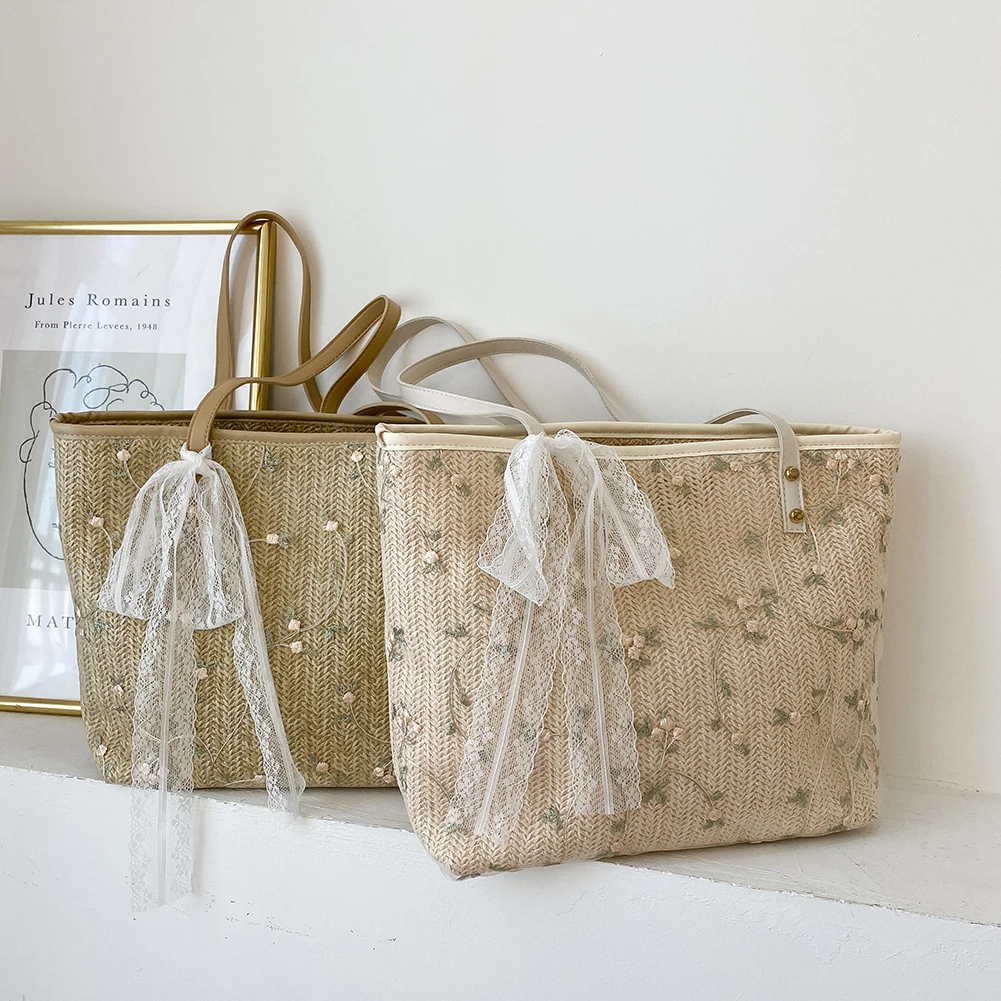 Женская Соломенная Сумка-тоут с цветочным кружевом, Модный повседневный пляжный соломенный саквояж на плечо для отпуска, вместительная сум...
Женская Соломенная Сумка-тоут с цветочным кружевом, Модный повседневный пляжный соломенный саквояж на плечо для отпуска, вместительная сум...