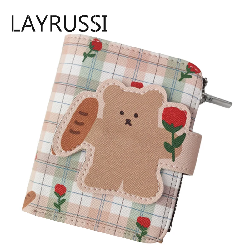 LAYRUSSI Cartoon Female Short Coin Purse Korea Style Bear Women Wallet three-fold PU Card Bag Zero Wallet Lady Wallet Cardholder
LAYRUSSI Cartoon Female Short Coin Purse Korea Style Bear Women Wallet three-fold PU Card Bag Zero Wallet Lady Wallet Cardholder
