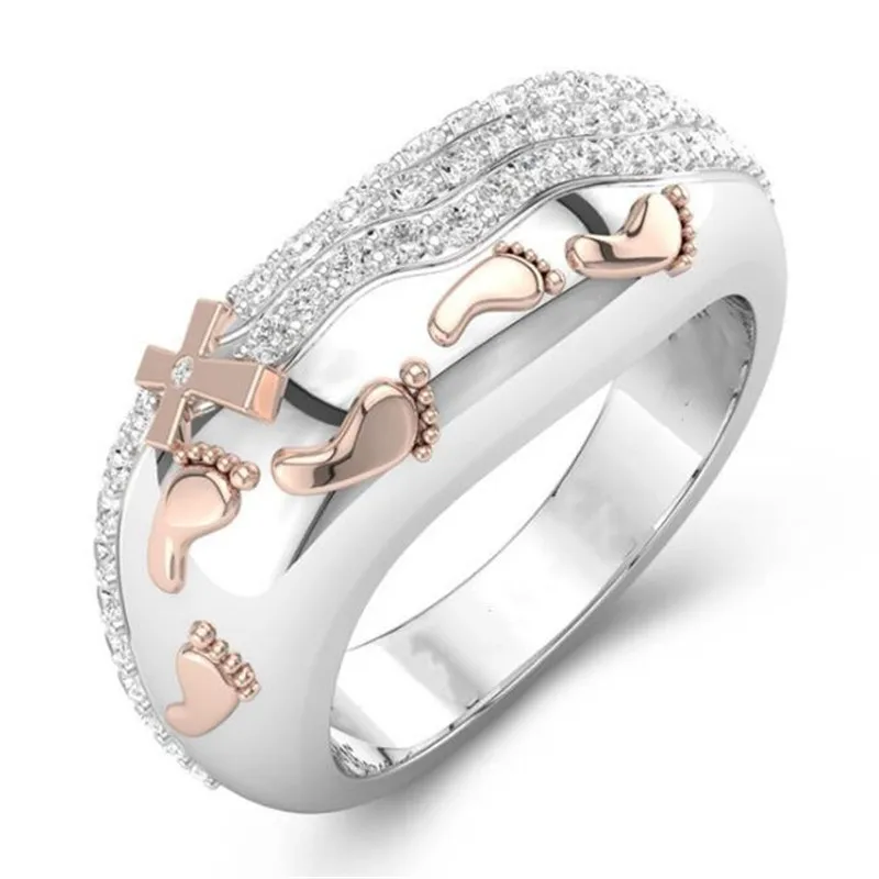 Creative Metal Rose Gold Cross Footprint Ring Silver Color Crystal Women Jewelry Ring Female Accessories Gifts
Creative Metal Rose Gold Cross Footprint Ring Silver Color Crystal Women Jewelry Ring Female Accessories Gifts
