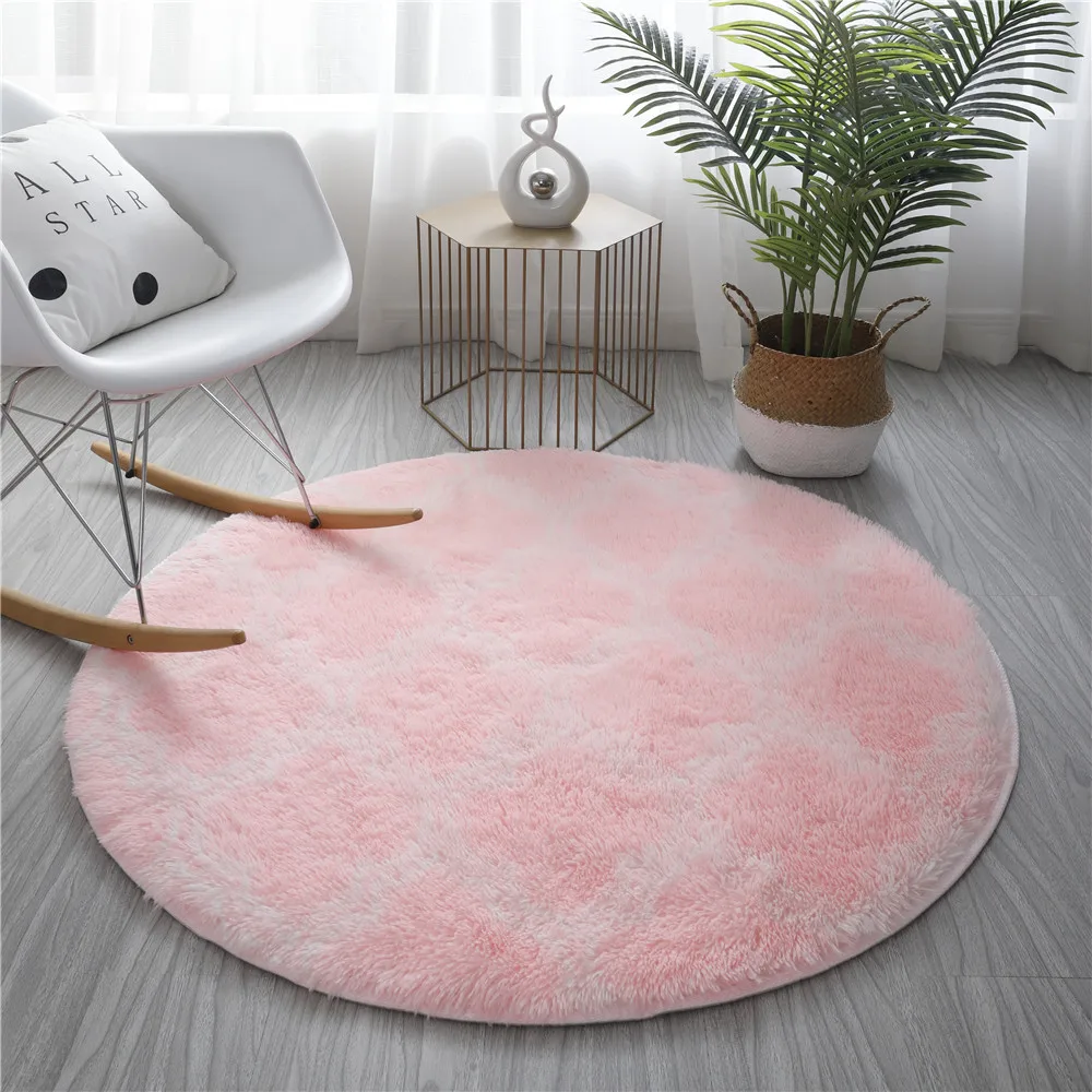 

Nordic plush round carpet study living room coffee table bedside rug thick soft skin-friendly non-odor child crawling carpet