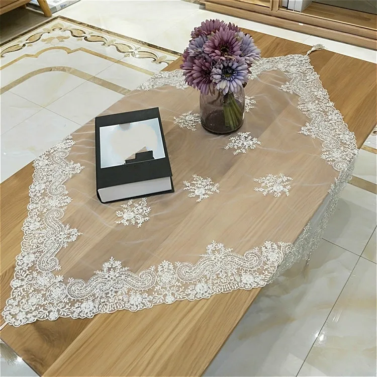 European Idyll Lace Fabric Embroidery Pendant White Transparent Tablecloth Coffee Snack Party Round Table Cover Christmas Tapete
European Idyll Lace Fabric Embroidery Pendant White Transparent Tablecloth Coffee Snack Party Round Table Cover Christmas Tapete