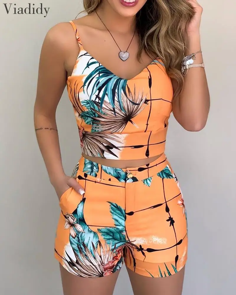 Women Ladies Sleeveless Printed Set 2pcs Print Spaghetti Strap Crop Top & Short Sets Women Suits Female Bodycon Clubwear Boho
Women Ladies Sleeveless Printed Set 2pcs Print Spaghetti Strap Crop Top & Short Sets Women Suits Female Bodycon Clubwear Boho