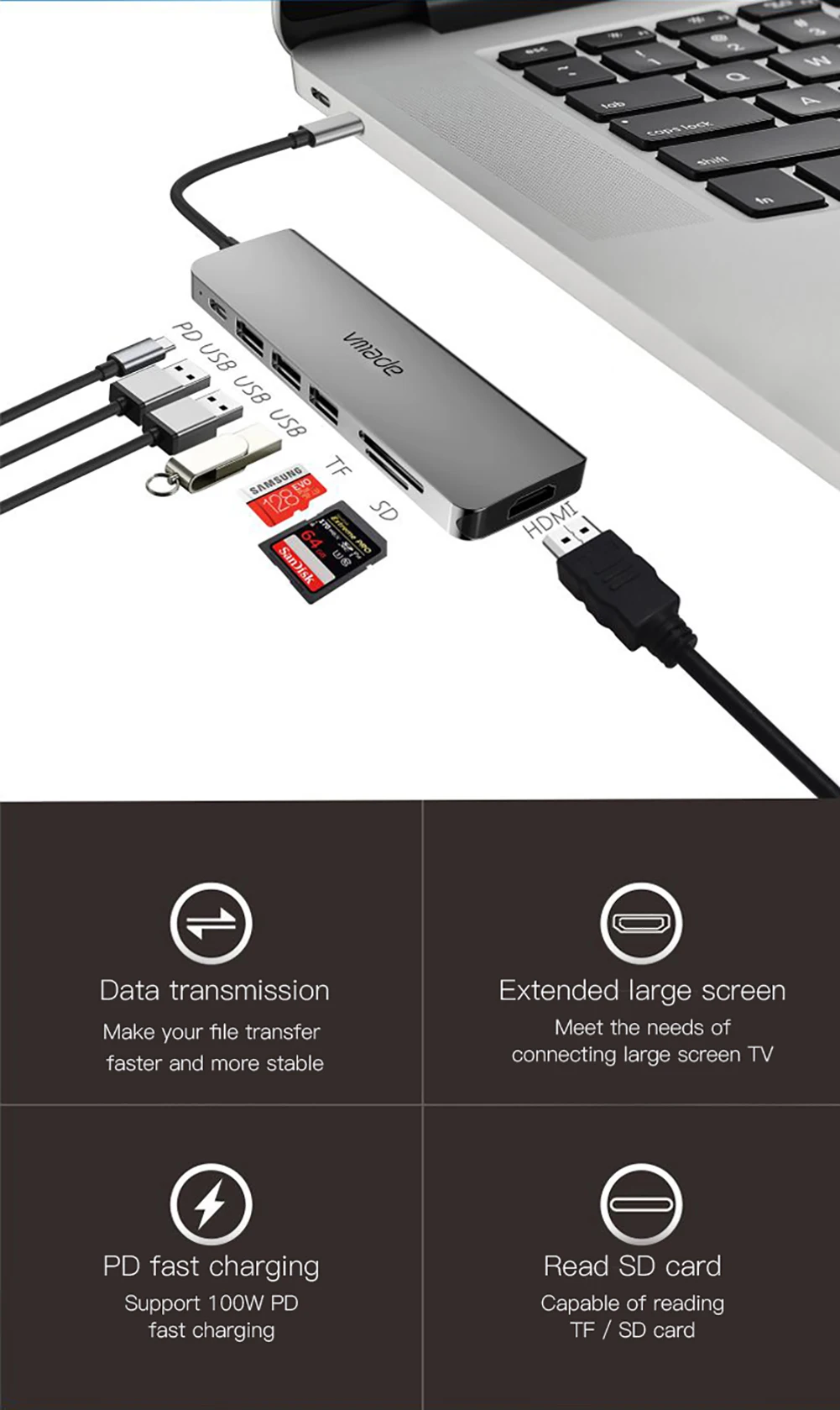 2021 USB C Hub Adapter Multiple USB Dock Station SD/TF Card Reader PD Fast Charge 6-in-1 for Macbook Pro/Air M1 Type-C PC HUB
2021 USB C Hub Adapter Multiple USB Dock Station SD/TF Card Reader PD Fast Charge 6-in-1 for Macbook Pro/Air M1 Type-C PC HUB
