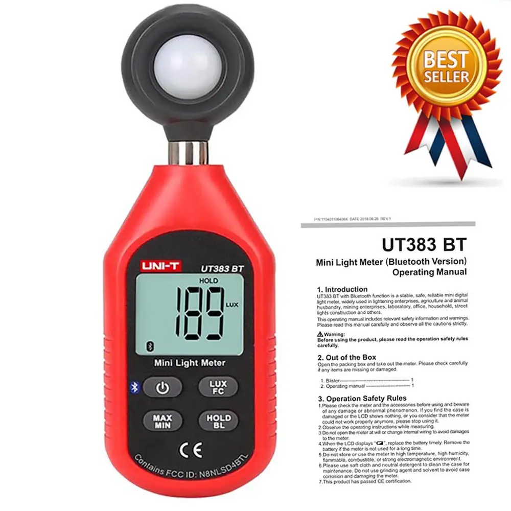 

UNI-T UT383BT цифровой Luxmeter Bluetooth мини светильник меритель освещенности, оборудование для тестирования окружающей среды, ручной тип люксметр, фот...