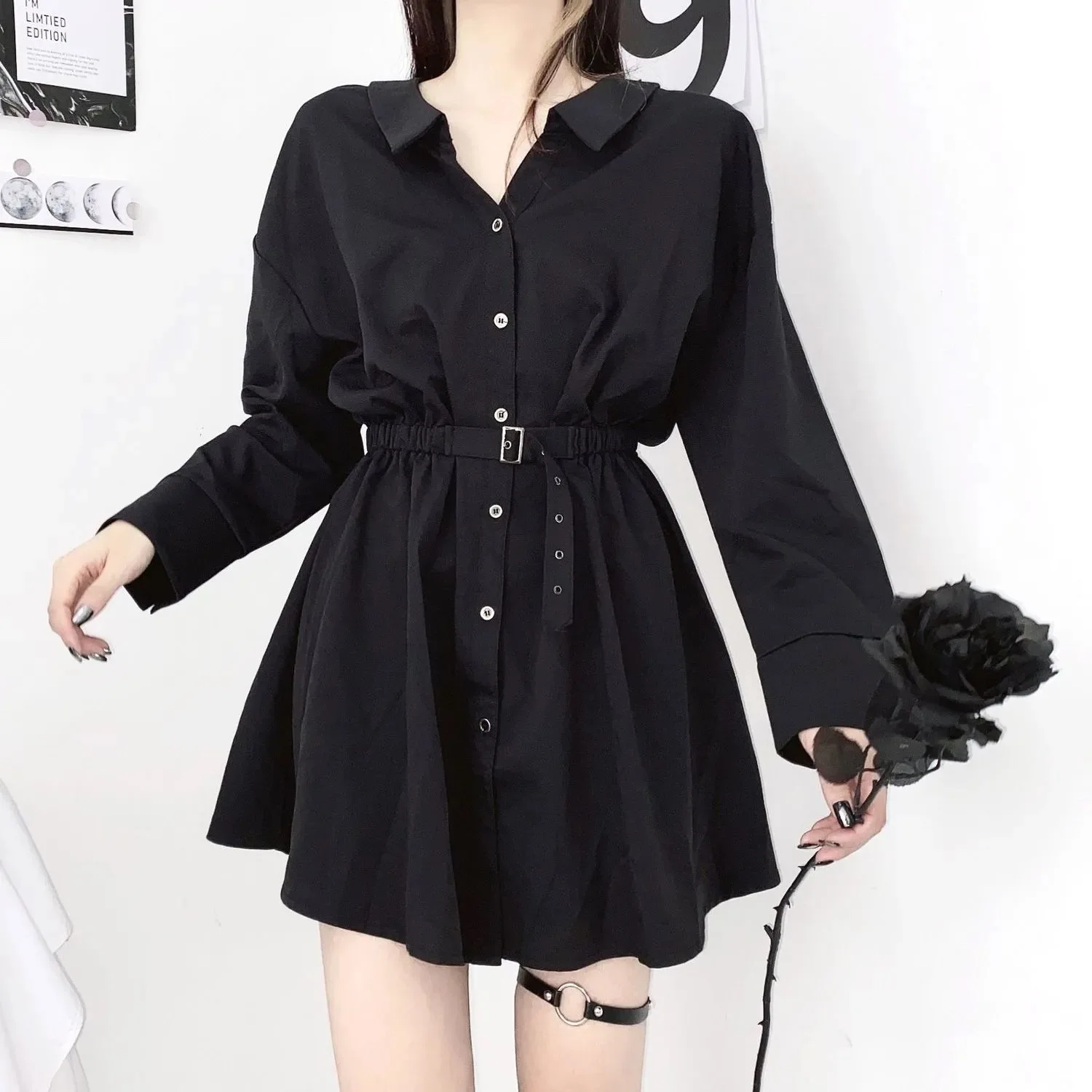 Women Demon Girl Original Black Mini Dress Spring and Autumn 2021 Sexy High Waist Femme Dress Shoulder Long Sleeve Gothic Dress
Women Demon Girl Original Black Mini Dress Spring and Autumn 2021 Sexy High Waist Femme Dress Shoulder Long Sleeve Gothic Dress