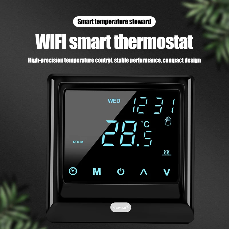 Умный контроллер температуры с Wi-Fi, ЖК-дисплей, сенсорный экран, домашний Электрический термостат для теплого пола с температурным зондом 
Умный контроллер температуры с Wi-Fi, ЖК-дисплей, сенсорный экран, домашний Электрический термостат для теплого пола с температурным зондом