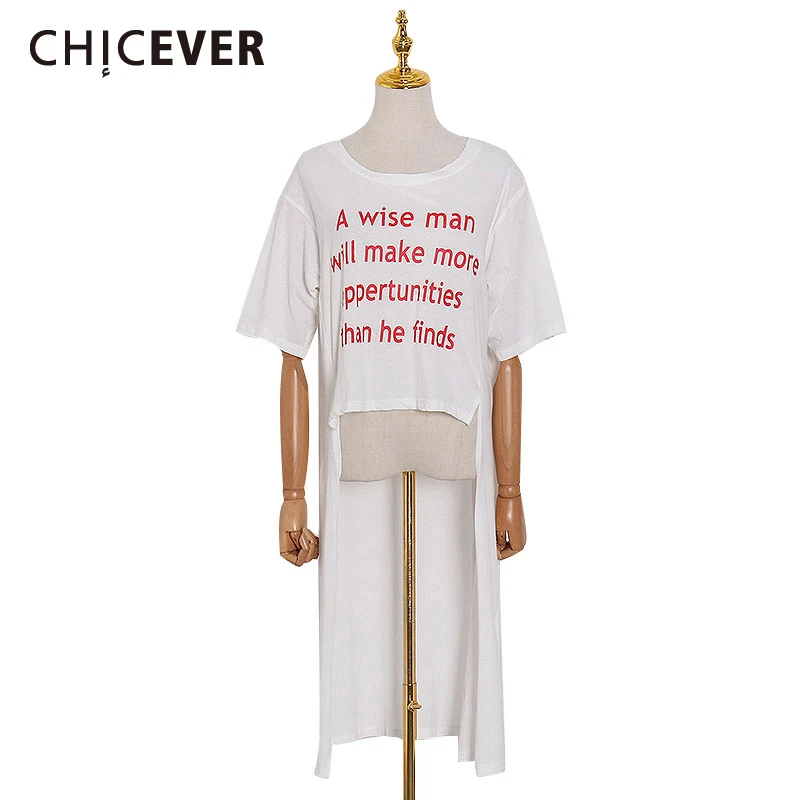CHICEVER Letter Print Hit Color T-shirt Women O Neck Half Sleeve Asymmetric Oversize Loose Shirt Female Fashion 2020 New Clothes
CHICEVER Letter Print Hit Color T-shirt Women O Neck Half Sleeve Asymmetric Oversize Loose Shirt Female Fashion 2020 New Clothes