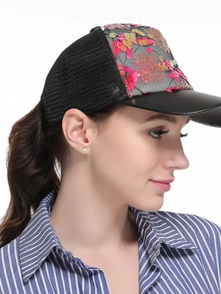 Women Men Outdoor Sports Mountaineering Cotton Girl Ponytail Baseball Cap Sequins Shiny Messy Bun Bounce Sun Hat 
Women Men Outdoor Sports Mountaineering Cotton Girl Ponytail Baseball Cap Sequins Shiny Messy Bun Bounce Sun Hat