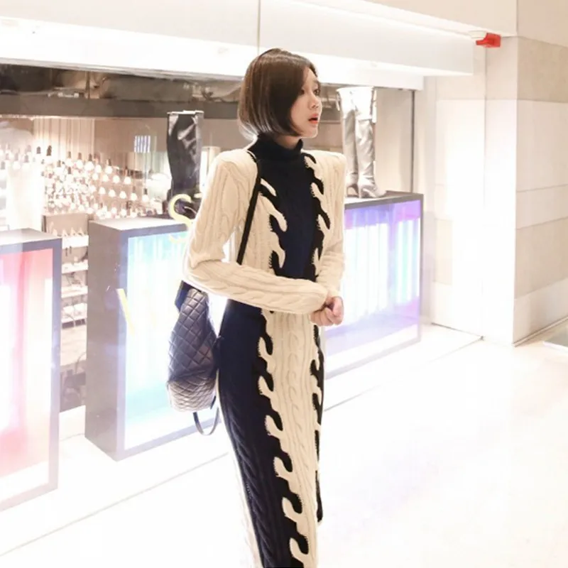 Runway Fall Winter Korean Women's Twist Lazy Color Matching High Quality Sweater Knitted Warm Sweet Knit Dress Vestido
Runway Fall Winter Korean Women's Twist Lazy Color Matching High Quality Sweater Knitted Warm Sweet Knit Dress Vestido