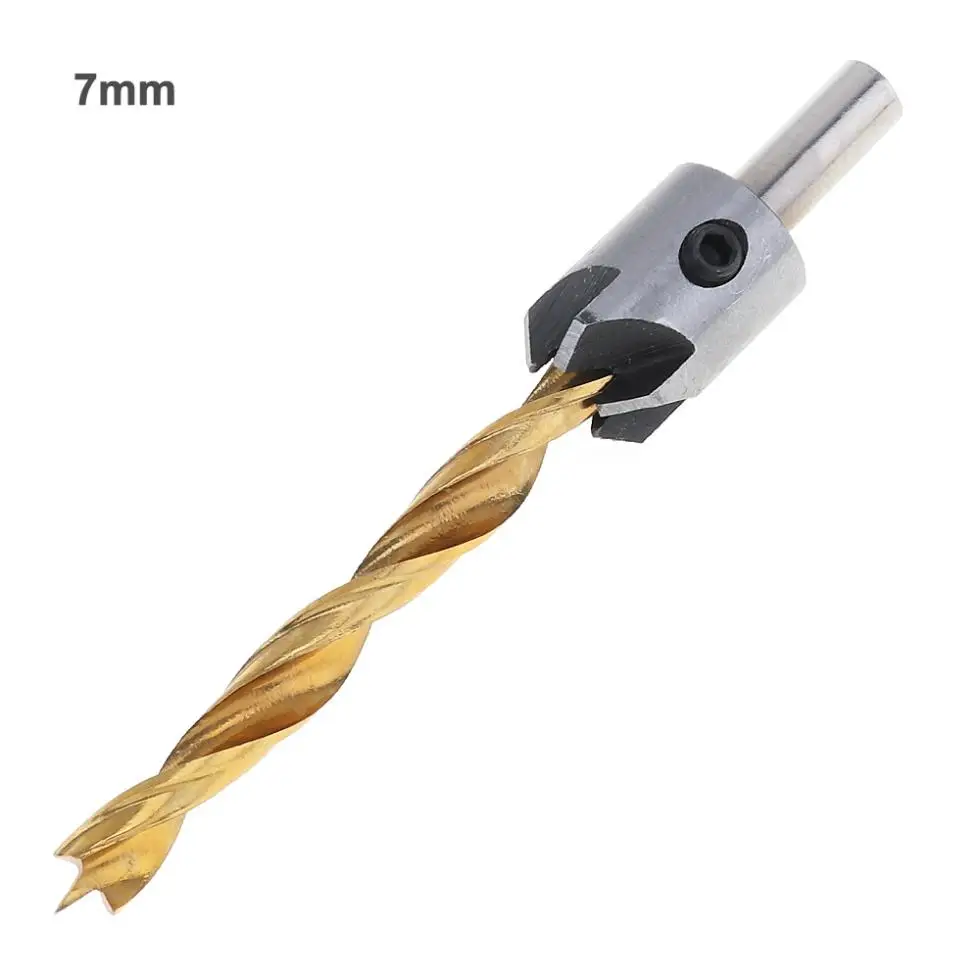 7pcs/set HSS Titanium Plated 3-10mm Round Handle Woodworking Chamfer Drill Bits with 5 Flute and 3 Point Head for Bench Drill
7pcs/set HSS Titanium Plated 3-10mm Round Handle Woodworking Chamfer Drill Bits with 5 Flute and 3 Point Head for Bench Drill