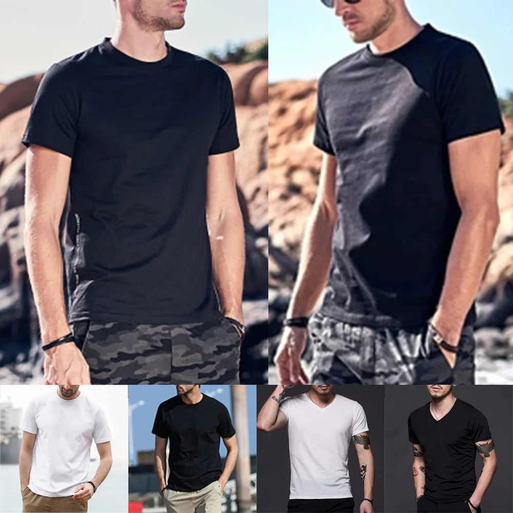 Summer Men's Short Sleeve V Neck T-Shirt Solid Color Casual Plain Gym Fitness Slimming Tee Top 2021
Summer Men's Short Sleeve V Neck T-Shirt Solid Color Casual Plain Gym Fitness Slimming Tee Top 2021