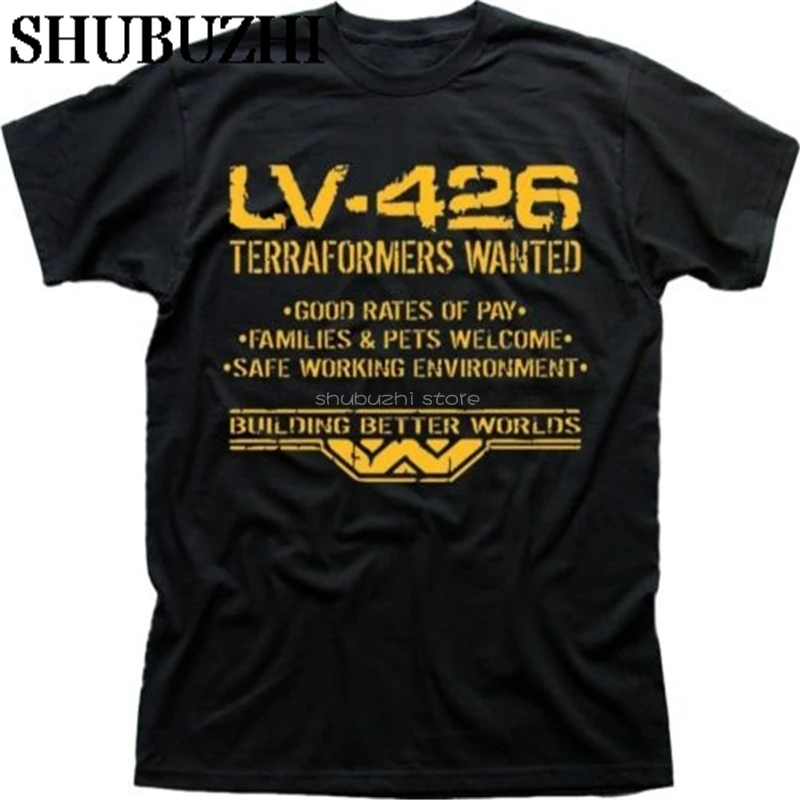 LV426 Terraformers wanted WEYLAND ALIENS PROMETHEUS черная футболка FN9493 мужские футболки Роскошные