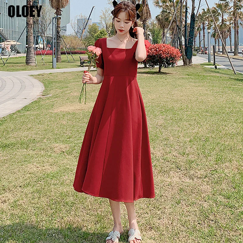 Korean Style Puff Sleeve Office Midi Dress Women'S Summer 2021 French Retro Waist Slimming Square Neck Temperament Party Dresses
Korean Style Puff Sleeve Office Midi Dress Women'S Summer 2021 French Retro Waist Slimming Square Neck Temperament Party Dresses