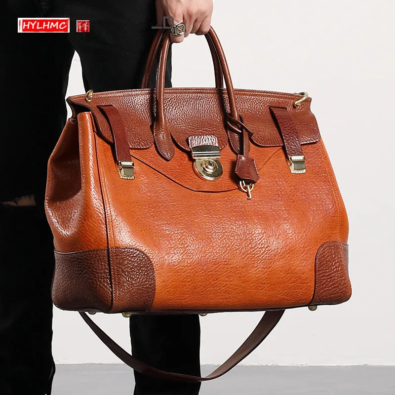 Business Genuine Leather Briefcase Men's bag portable messenger lock Laptop bag platinum bag cowhide large-capacity travel Bags
Business Genuine Leather Briefcase Men's bag portable messenger lock Laptop bag platinum bag cowhide large-capacity travel Bags