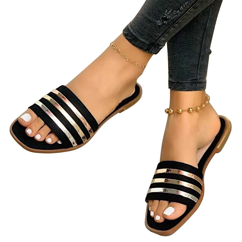 Ladies Fashion Summer Open Toe Square Toe Flat Slippers Beach Shoes Women Elegant Sandals Shoes for Women 2021 New Black Sandals
Ladies Fashion Summer Open Toe Square Toe Flat Slippers Beach Shoes Women Elegant Sandals Shoes for Women 2021 New Black Sandals