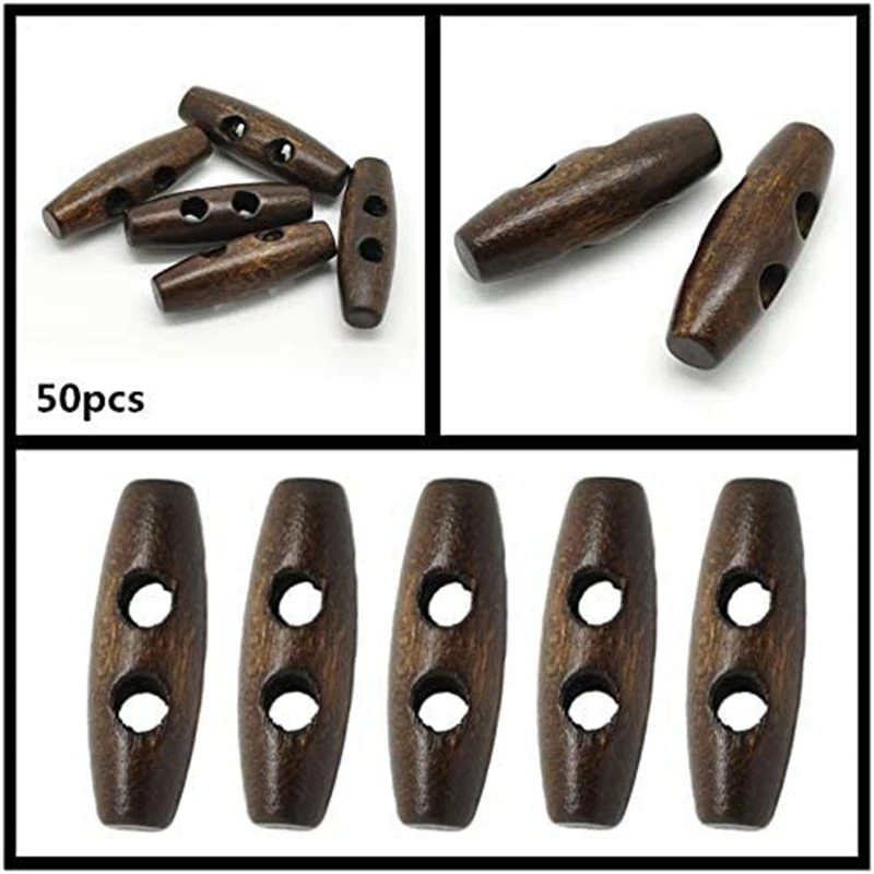 50Pcs Wooden Buttons Oval Double Hole Gift Decoration Sewing Buttons Craft Embellishments Button (Dark Coffee)
50Pcs Wooden Buttons Oval Double Hole Gift Decoration Sewing Buttons Craft Embellishments Button (Dark Coffee)