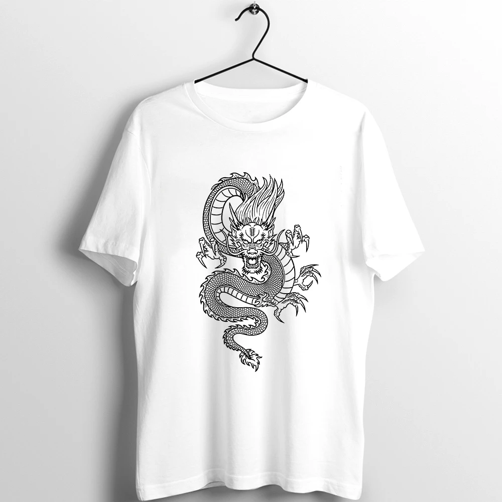 Летняя женская футболка с принтом дракона китайская одежда в стиле Харадзюку