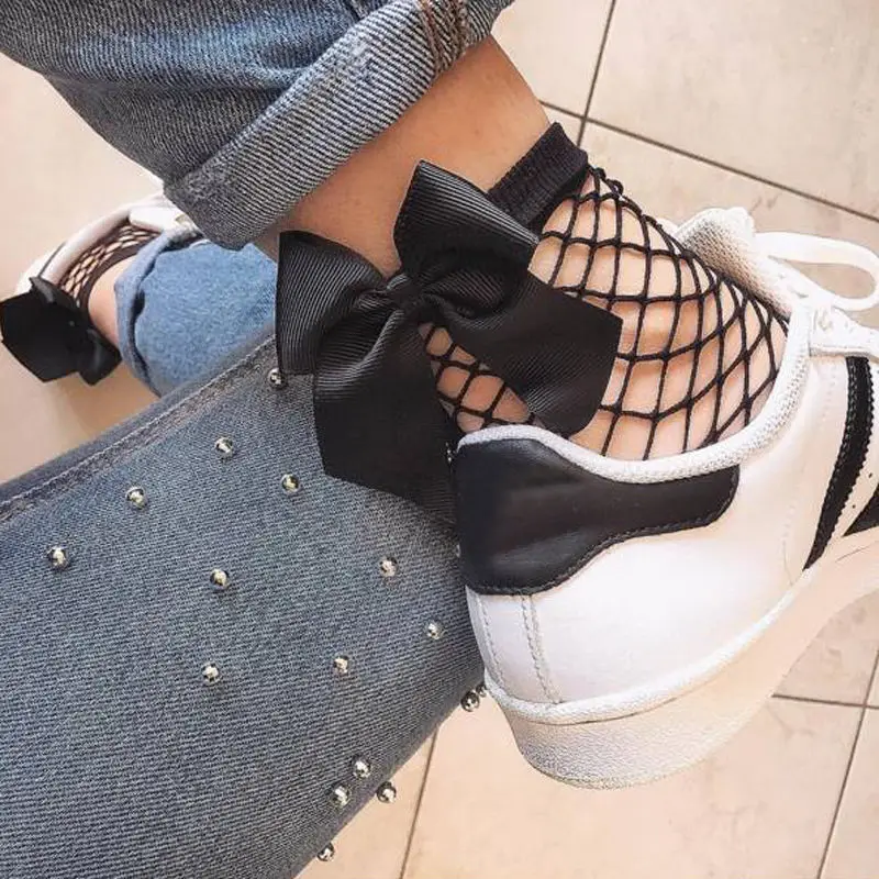 Rhinestone Fishnet Big Fish Net Socks Fashion Women Bow knot Hollow Socks Ankle High Socks Mesh Lace Net Short Socks
Rhinestone Fishnet Big Fish Net Socks Fashion Women Bow knot Hollow Socks Ankle High Socks Mesh Lace Net Short Socks