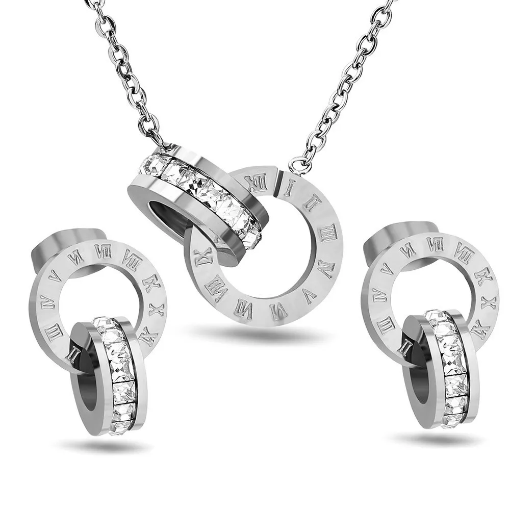 Sinogaa Luxury Elegant Roman Numeral Crystal Necklace Earrings Set For Women Stainless Steel Earrings Trend Wedding Jewelry
Sinogaa Luxury Elegant Roman Numeral Crystal Necklace Earrings Set For Women Stainless Steel Earrings Trend Wedding Jewelry