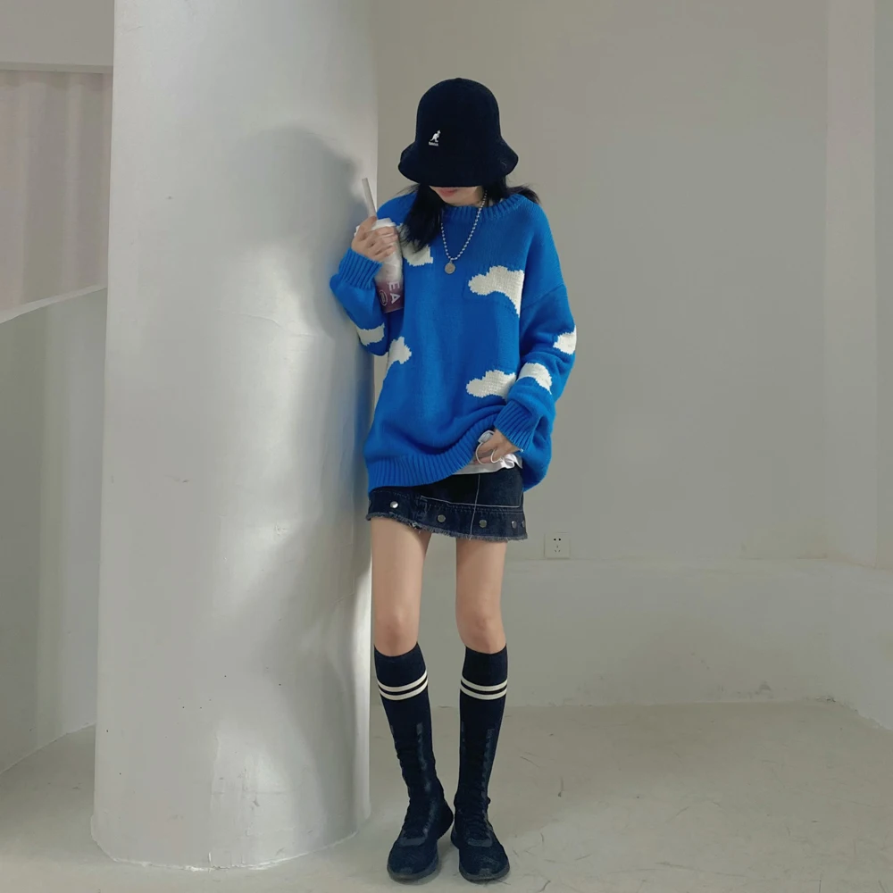 Korean Cartoon Sky Cloud Women Sweater Causal Oversized Knitted Pullover Tops Autumn New Pull Jumpers Loose Round neck fashion
Korean Cartoon Sky Cloud Women Sweater Causal Oversized Knitted Pullover Tops Autumn New Pull Jumpers Loose Round neck fashion