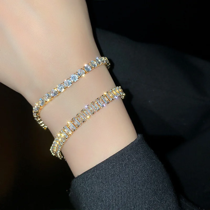 

FYUAN Geometric Zircon Crystal Bracelet For Women Rhinestonel Bracelets & Bangles Weddings Party Jewelry
