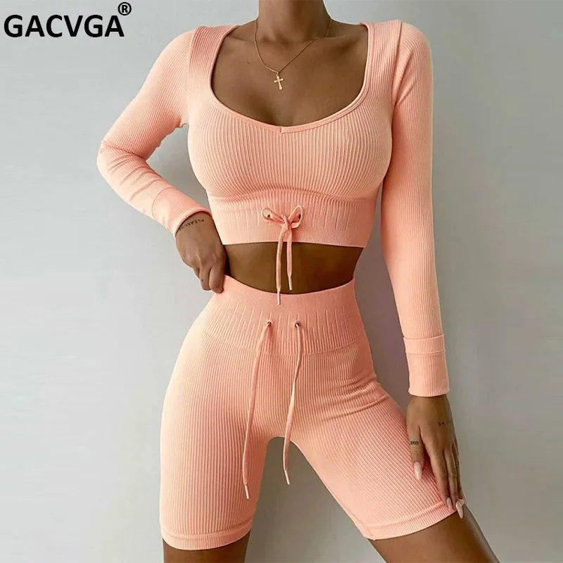 GACVGA Long Sleeve Shorts Suits 2021 Women Crop Top And Elastic Waist Shorts Sets Streetwear Sport Two Piecs Set Summer Tops
GACVGA Long Sleeve Shorts Suits 2021 Women Crop Top And Elastic Waist Shorts Sets Streetwear Sport Two Piecs Set Summer Tops