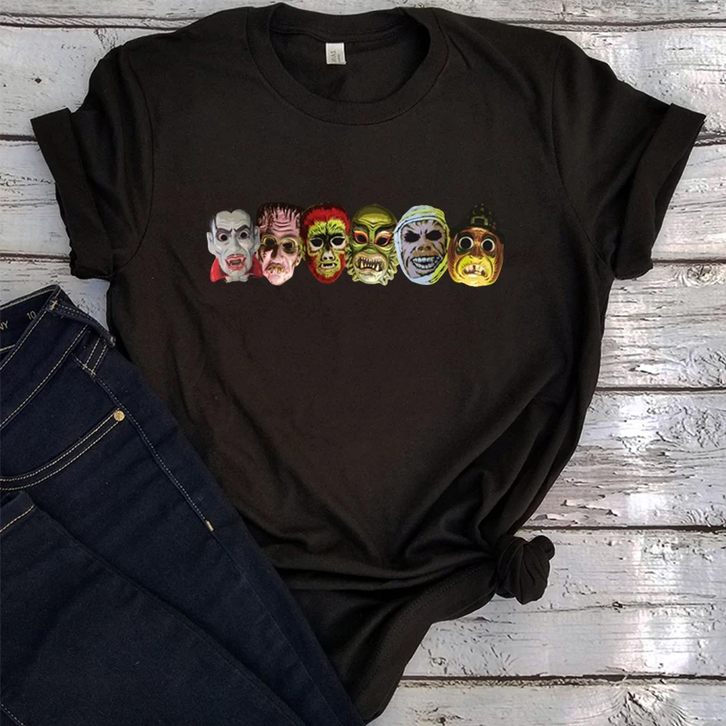 Vintage Halloween Masks Clothing Women Aesthetic Horror Movie Woman Tshirts Summer Tops Halloween Women Black Top M
Vintage Halloween Masks Clothing Women Aesthetic Horror Movie Woman Tshirts Summer Tops Halloween Women Black Top M