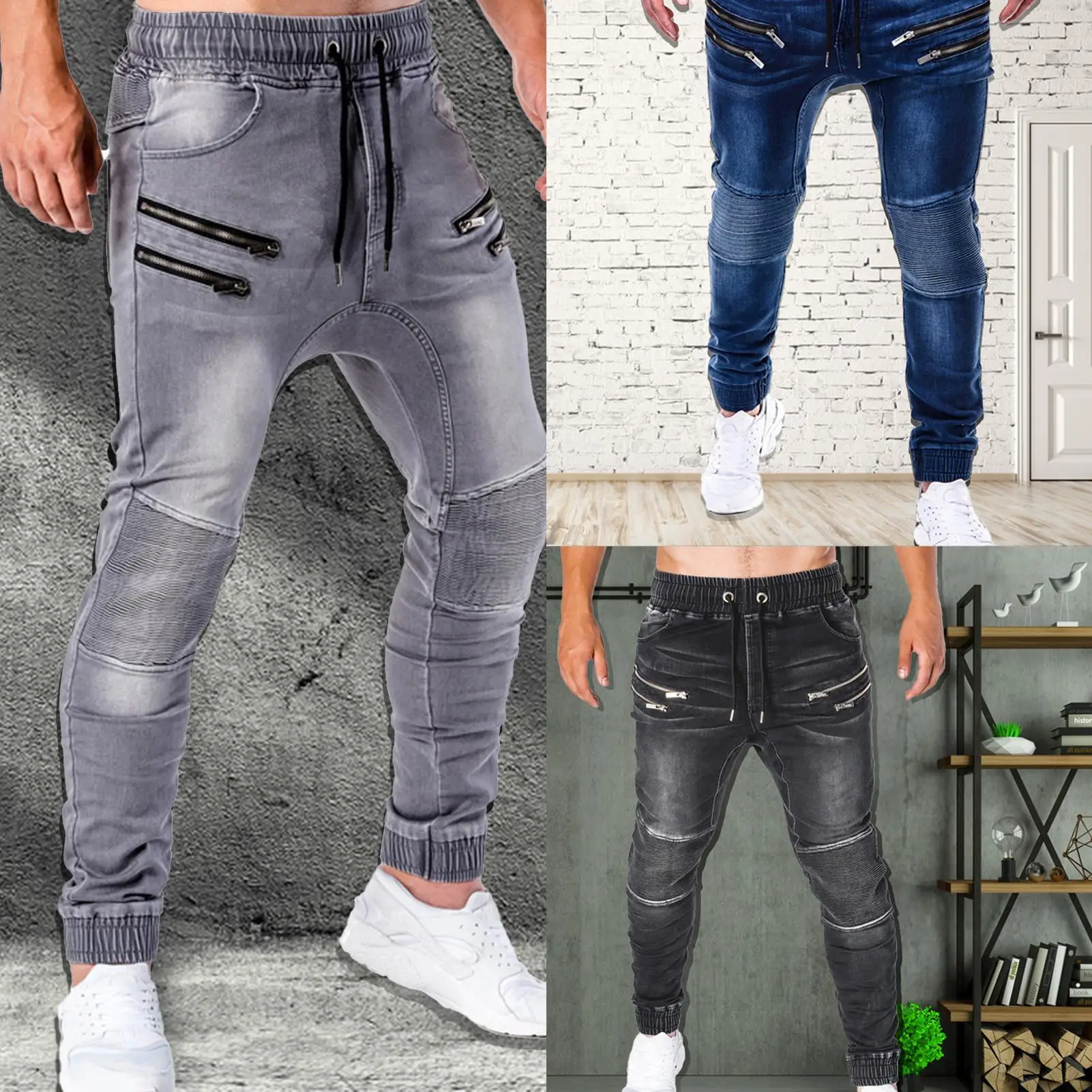 Casual Men's European Style Jeans Slim-Fit Jeans Men Zipper Drawstring Pockets Running Skinny Pants Jeans Jogger Trousers Jeans
Casual Men's European Style Jeans Slim-Fit Jeans Men Zipper Drawstring Pockets Running Skinny Pants Jeans Jogger Trousers Jeans