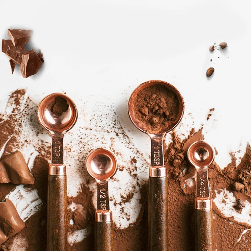 Measuring Cups Spoons Set Wood Handle Stainless Steel Plated Copper Metal Measuring Scoop Baking Kit Kitchen Accessories 
Measuring Cups Spoons Set Wood Handle Stainless Steel Plated Copper Metal Measuring Scoop Baking Kit Kitchen Accessories