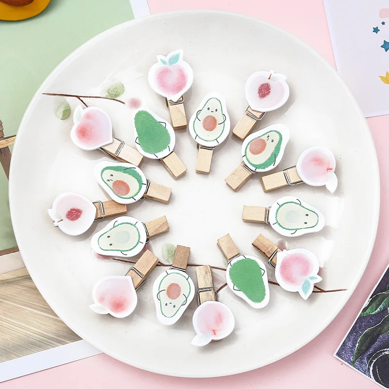8 шт. Kawaii авокадо Персик деревянные клипсы для Lomo карты фото бумага открыток Pin