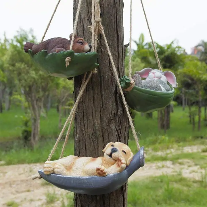 Resin hammock swing Creative Cute Frogs Mouse Rabbit Resin Lying Santa Claus Statue Garden Hang On Tree Decorative Pendant 
Resin hammock swing Creative Cute Frogs Mouse Rabbit Resin Lying Santa Claus Statue Garden Hang On Tree Decorative Pendant