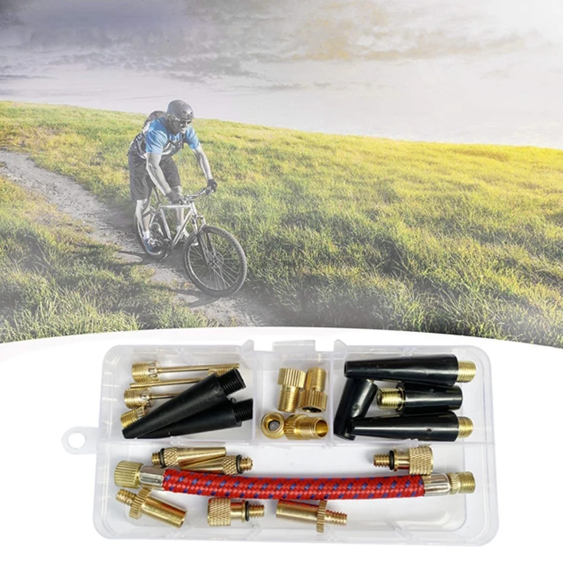 21Pcs/Set Bicycle Tire Inflatable Tube Needle Air Hose Adapter Kits Bicycle Repair Tools Connector Pump Basketball Valve
21Pcs/Set Bicycle Tire Inflatable Tube Needle Air Hose Adapter Kits Bicycle Repair Tools Connector Pump Basketball Valve