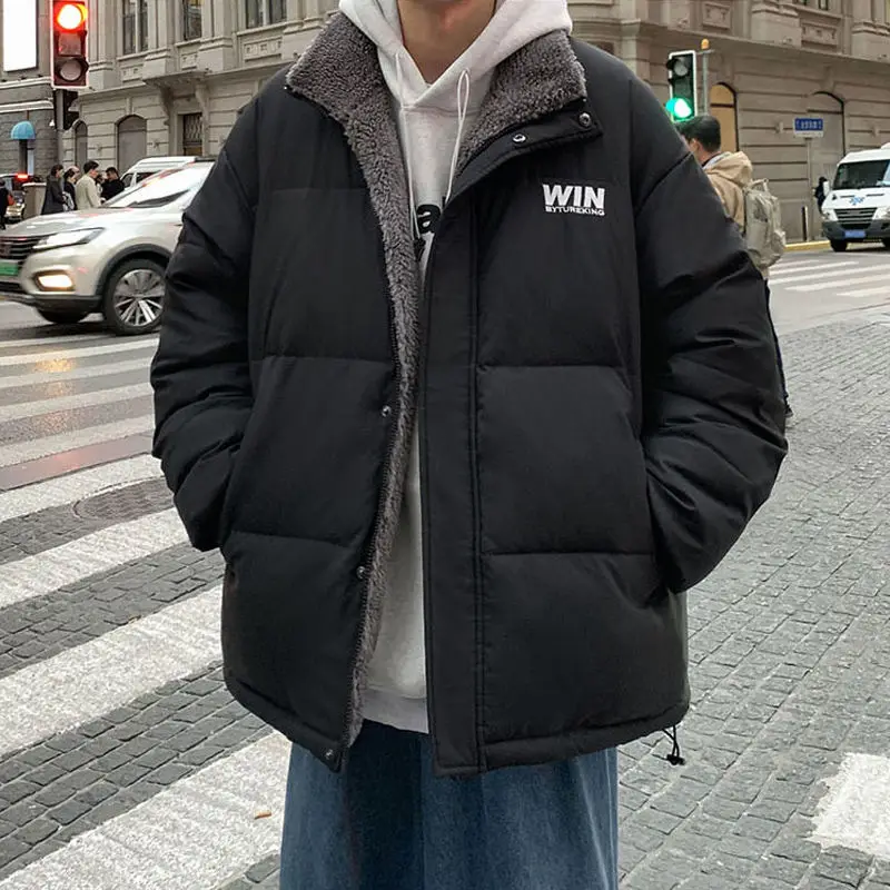 2021 Thick Warm Men Winter Lovers TWO-Sided Wear Sportswear Lamb Wool Jacket Casual Loose Harajuku Oversized Parkas Bread Coat
2021 Thick Warm Men Winter Lovers TWO-Sided Wear Sportswear Lamb Wool Jacket Casual Loose Harajuku Oversized Parkas Bread Coat