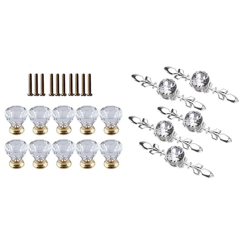 5Pcs Crystal Drawer Knobs With Silver Plate Diamond Shape & 10Pcs Crystal Glass Door Handle Dressing Table Knob
5Pcs Crystal Drawer Knobs With Silver Plate Diamond Shape & 10Pcs Crystal Glass Door Handle Dressing Table Knob