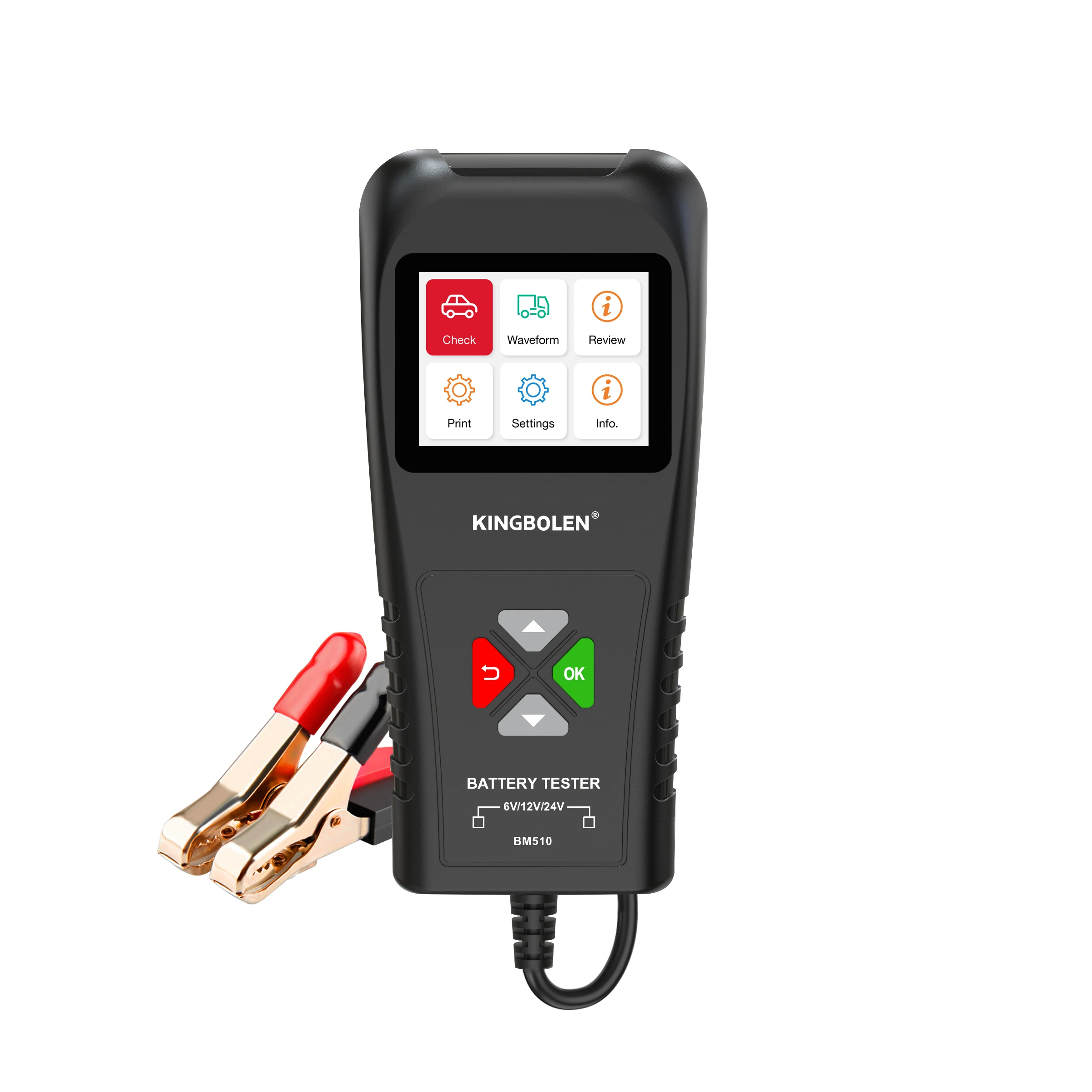 KINGBOLEN BM510 Car Battery Tester With Screen 6V 12V 24V Truck Motorcycle Reversible Access Clip Charging Voltage Test Tool
KINGBOLEN BM510 Car Battery Tester With Screen 6V 12V 24V Truck Motorcycle Reversible Access Clip Charging Voltage Test Tool