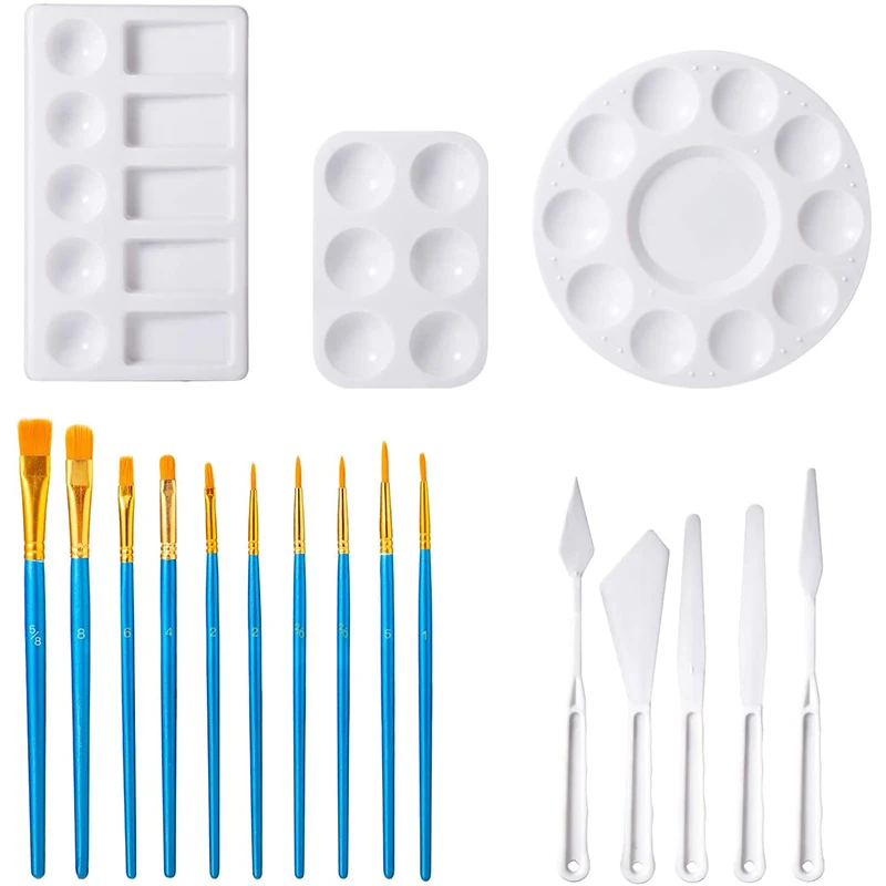 HOT-18 Pcs Art Painting Sets Palette Set with 10 Brushes 3 Pallets and 5 Knives Beginner Paint Kits for Kids Students
HOT-18 Pcs Art Painting Sets Palette Set with 10 Brushes 3 Pallets and 5 Knives Beginner Paint Kits for Kids Students