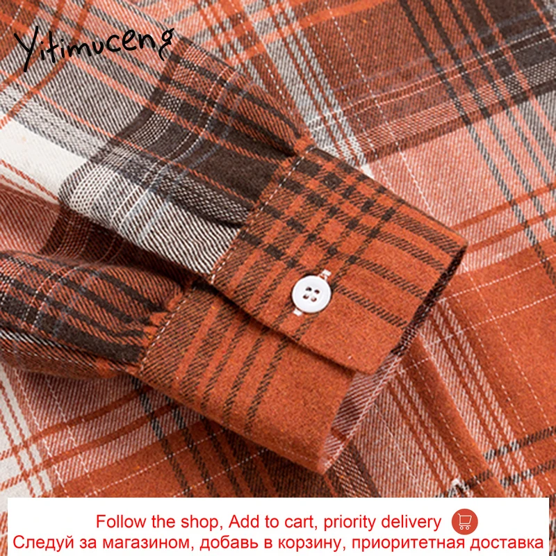 Yitimuceng Blouse Women Pocket Plaid Vintage Long Sleeve Shirts Plus Size Loose Style Clothing Casual Fashion Elegant Coffee Top
Yitimuceng Blouse Women Pocket Plaid Vintage Long Sleeve Shirts Plus Size Loose Style Clothing Casual Fashion Elegant Coffee Top