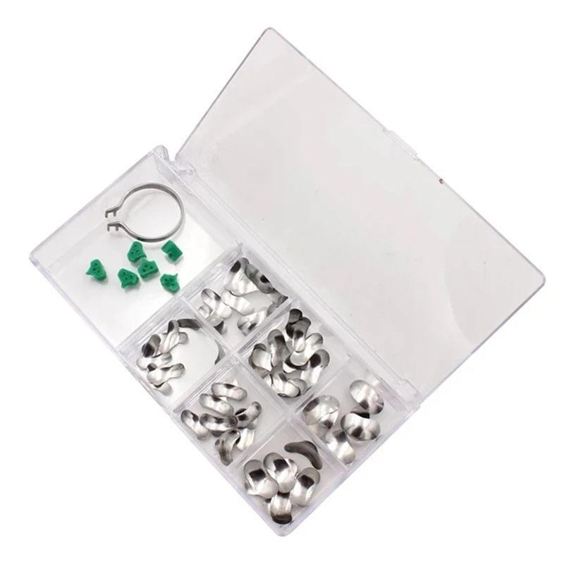 100Pcs/Box Watercress Molding Green Teeth Whitening Triangle Forceps Dentist Blue Tablets Film Clips Dental Metal Matrices 
100Pcs/Box Watercress Molding Green Teeth Whitening Triangle Forceps Dentist Blue Tablets Film Clips Dental Metal Matrices