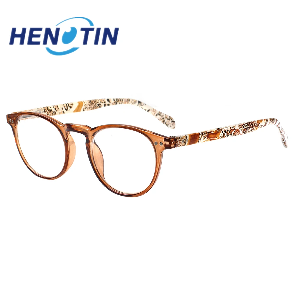 

Henotin Reading Glasses Spring Hinge Men Women Beautifully Printed Mirror Legs HD Reader Prescription Eyeglasses Diopter 0~600