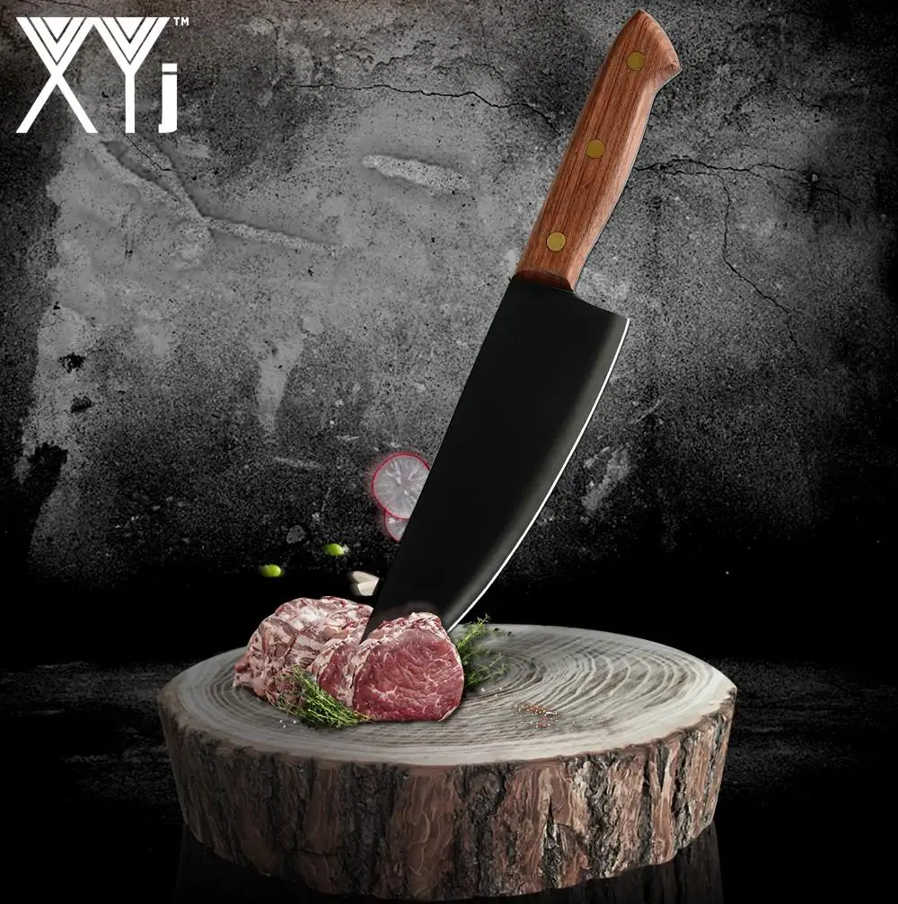 XYj Professional 8 Inch Chef Knife Kitchen Stainless Steel Black Sharp Blade Slicing Vegetable Tool With Full Tang Wood Handle
XYj Professional 8 Inch Chef Knife Kitchen Stainless Steel Black Sharp Blade Slicing Vegetable Tool With Full Tang Wood Handle