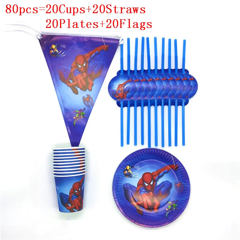 80/40 pcs Spiderman theme party disposable tableware Cup Plate Straws Flags for kids birthday party decoration friends party
80/40 pcs Spiderman theme party disposable tableware Cup Plate Straws Flags for kids birthday party decoration friends party