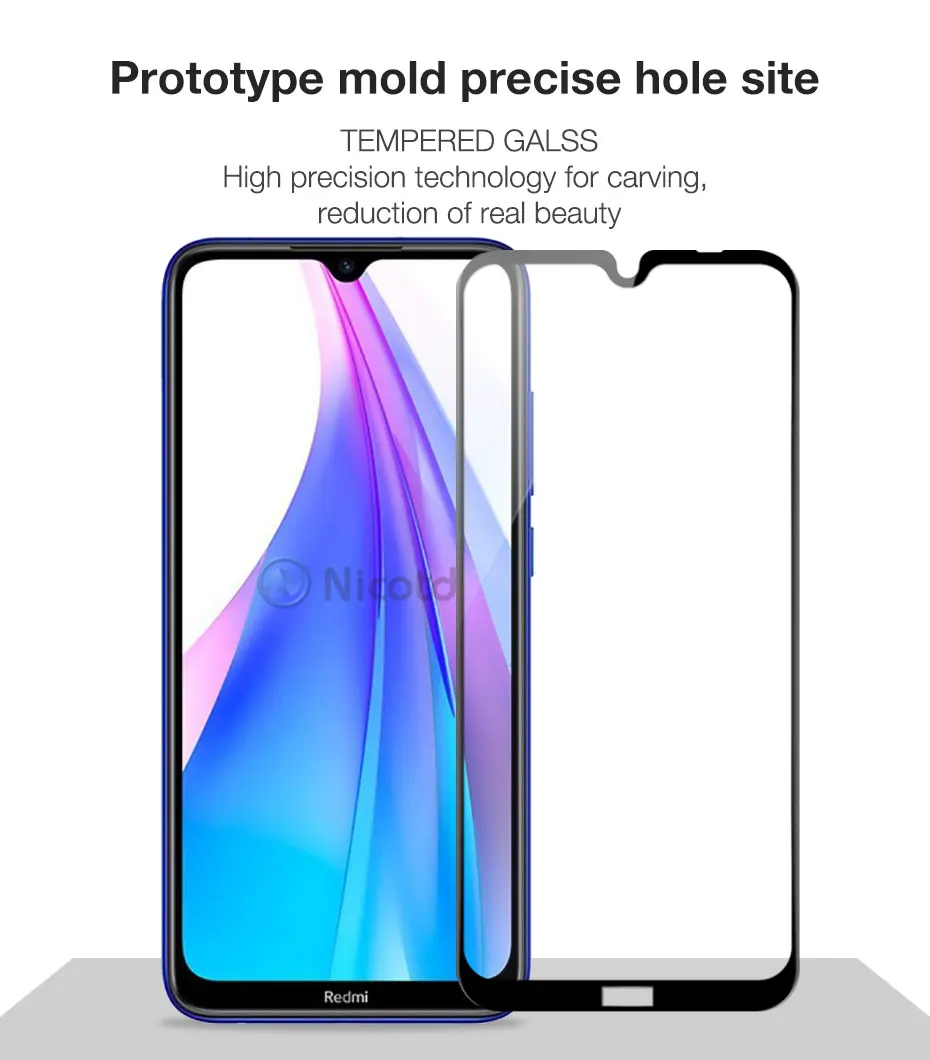 Стекло с полным покрытием для Xiaomi Redmi Note 8T Защита экрана 8 Pro задняя пленка