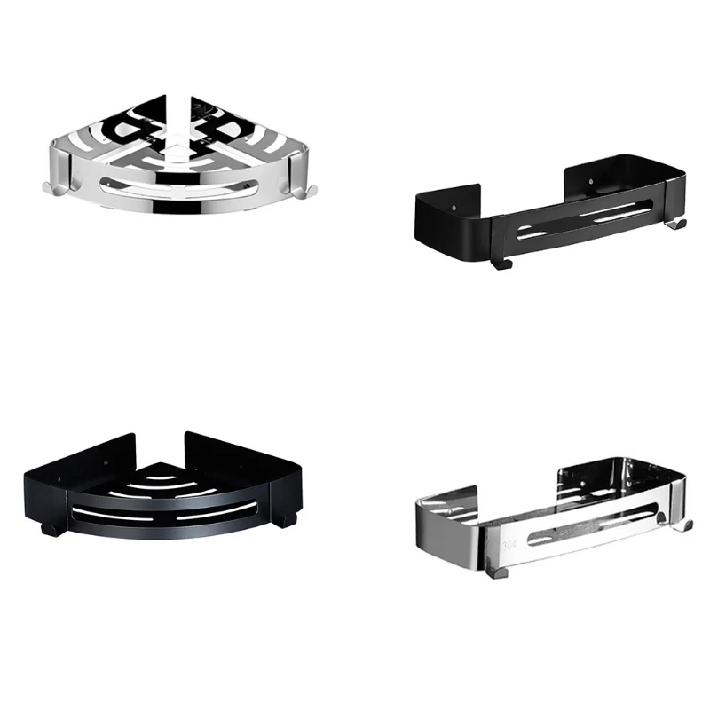 Multifunctional Storage Tray Metal Shampoo Holder Kitchen Shelves Bathroom Corner Organizer Rack with Removable Hooks 
Multifunctional Storage Tray Metal Shampoo Holder Kitchen Shelves Bathroom Corner Organizer Rack with Removable Hooks