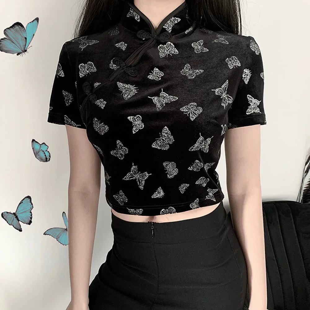 Китайский стиль Qipao винтажная блузка с коротким рукавом женская рубашка Лето 2020