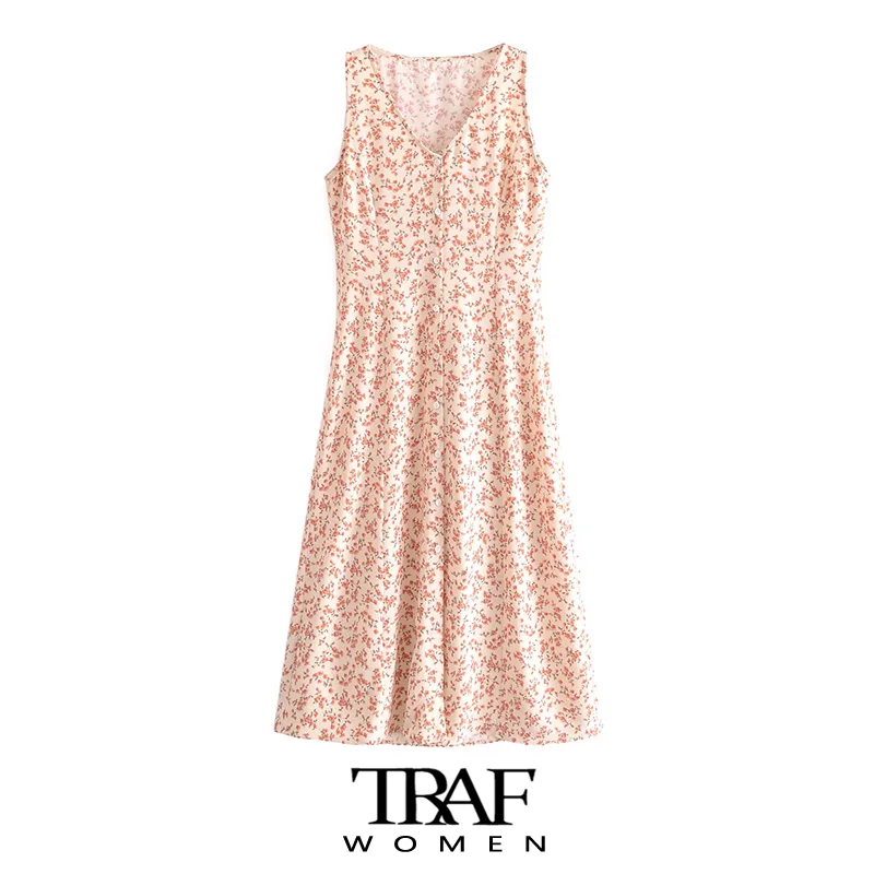 TRAF Women Fashion With Tie Sashes Floral Print Midi Dress Vintage Sleeveless Button-up Female Dresses Vestidos Mujer
TRAF Women Fashion With Tie Sashes Floral Print Midi Dress Vintage Sleeveless Button-up Female Dresses Vestidos Mujer