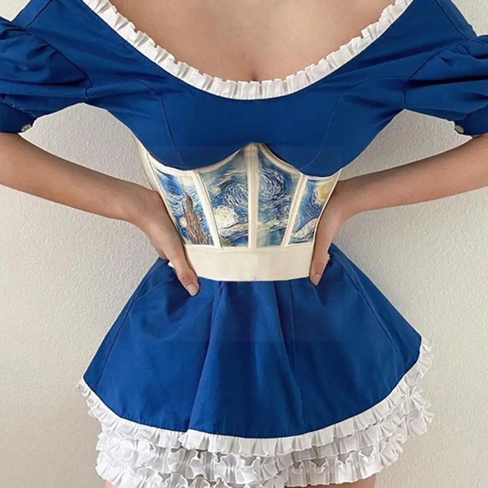 1 Pc Waist Seal Or 1 Pc Dress Vintage Women Oil Painting Belt Printed Slimming Sliming Waist Girdle Underbust Top Corset J7X6 
1 Pc Waist Seal Or 1 Pc Dress Vintage Women Oil Painting Belt Printed Slimming Sliming Waist Girdle Underbust Top Corset J7X6