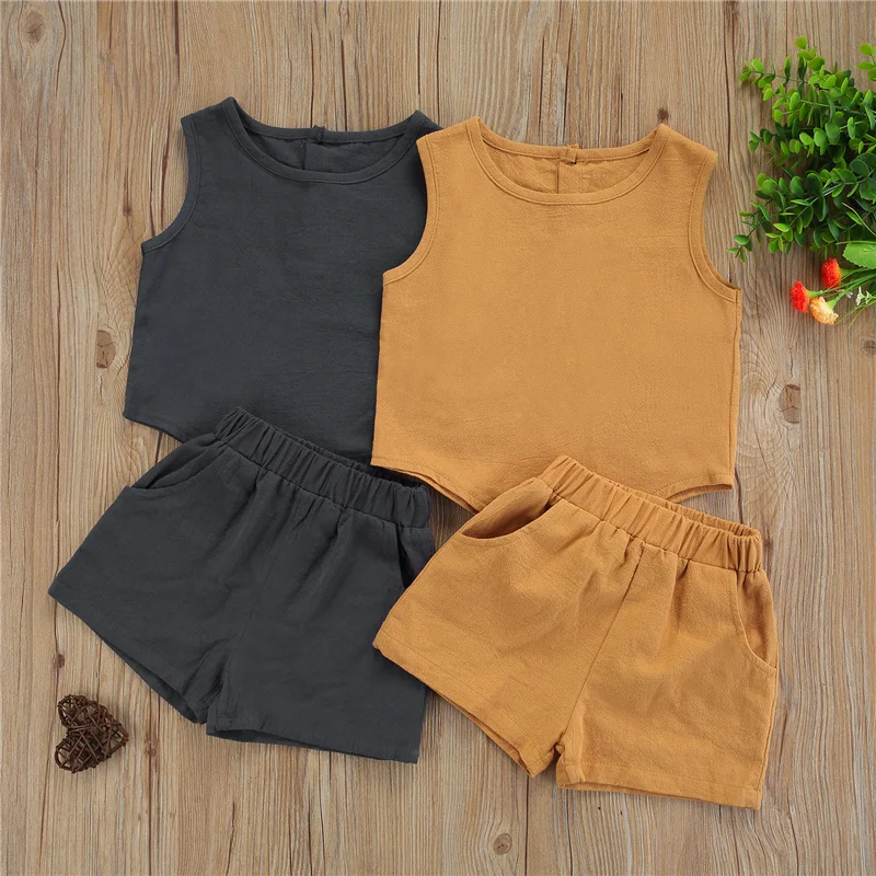 Kids Girls Boys Summer Tracksuit 2Pcs , Solid Color Sleeveless Tank Tops + Elastic Waist Shorts with Pockets , 2-7 Years
Kids Girls Boys Summer Tracksuit 2Pcs , Solid Color Sleeveless Tank Tops + Elastic Waist Shorts with Pockets , 2-7 Years