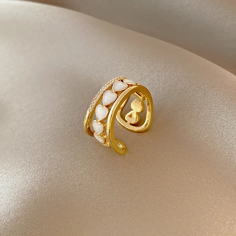 LOVOACC Romantic White Shell Love Heart Charm Rings for Women Gold Color Brass Hollow Chunky Adjustable Open Ring Accessories
LOVOACC Romantic White Shell Love Heart Charm Rings for Women Gold Color Brass Hollow Chunky Adjustable Open Ring Accessories