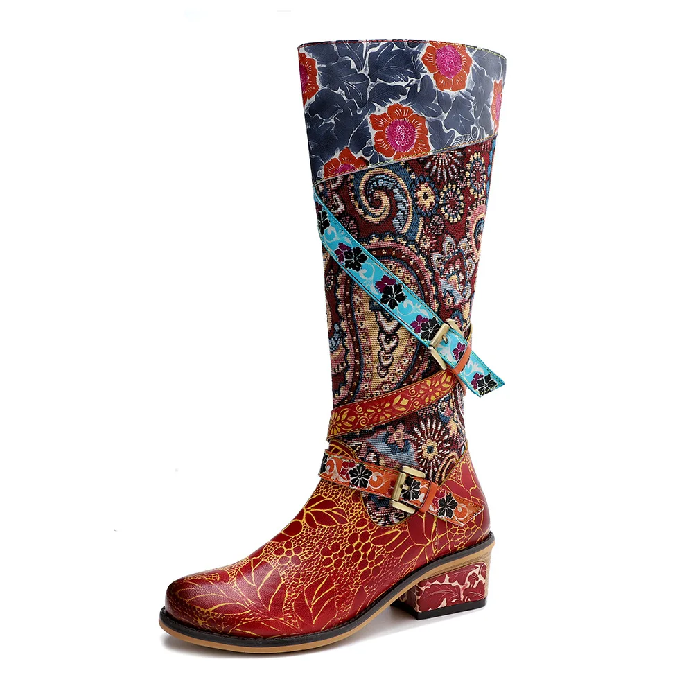 Women Leather Shoes Round Toe Exotic Bohemian Pattern Genuine Cow Leather Brand Handmade Winter BootsZipper Long Size 42
Women Leather Shoes Round Toe Exotic Bohemian Pattern Genuine Cow Leather Brand Handmade Winter BootsZipper Long Size 42