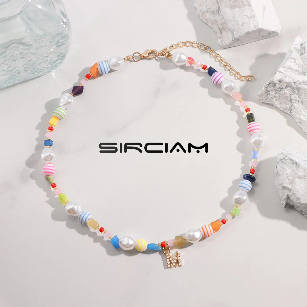 Handmade Crystal Custom Letter Candy Beaded Necklace For Women Natural Stone Pearl Choker Initial Name DIY Wholesale Jewelry 
Handmade Crystal Custom Letter Candy Beaded Necklace For Women Natural Stone Pearl Choker Initial Name DIY Wholesale Jewelry